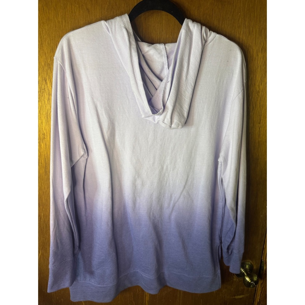 RBX Women Purple Ombre Pullover Hoodie Sweatshirt Lavender Dip Dye Large - Picture 3 of 3
